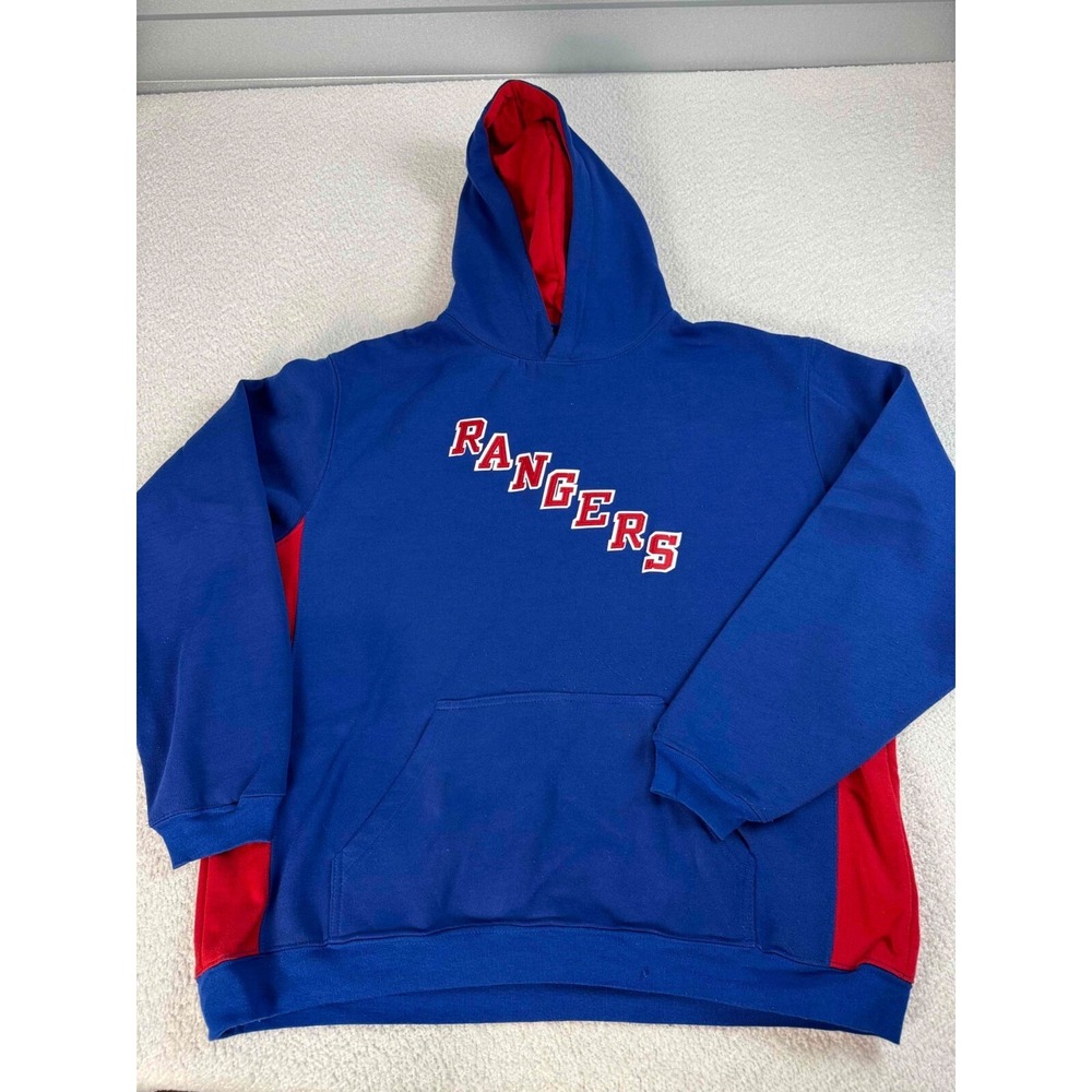 Atletica Mens New York Rangers Cotton Blend Long Sleeve Pullover Blue Hoodie XL